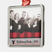 Gepersonaliseerde Kerst Plaid Herten FOTO Ornament (Links)