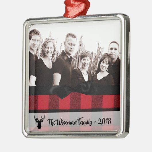 Gepersonaliseerde Kerst Plaid Herten FOTO Ornament (Links)