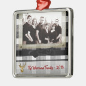 Gepersonaliseerde Kerst Plaid Herten FOTO Ornament (Links)