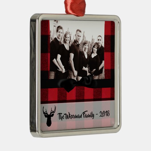 Gepersonaliseerde Kerst Plaid Herten FOTO Ornament (Rechts)