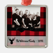 Gepersonaliseerde Kerst Plaid Herten FOTO Ornament (Voorkant)