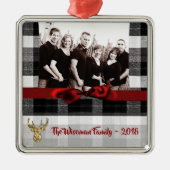 Gepersonaliseerde Kerst Plaid Herten FOTO Ornament (Voorkant)