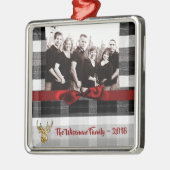 Gepersonaliseerde Kerst Plaid Herten FOTO Ornament (Links)