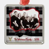 Gepersonaliseerde Kerst Plaid Herten FOTO Ornament (Voorkant)
