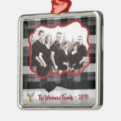 Gepersonaliseerde Kerst Plaid Herten FOTO Ornament (Links)