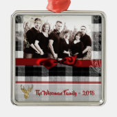 Gepersonaliseerde Kerst Plaid Herten FOTO Ornament (Voorkant)