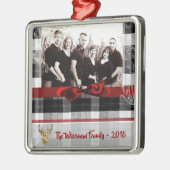 Gepersonaliseerde Kerst Plaid Herten FOTO Ornament (Links)