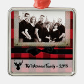 Gepersonaliseerde Kerst Plaid Herten FOTO Ornament (Voorkant)
