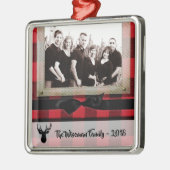 Gepersonaliseerde Kerst Plaid Herten FOTO Ornament (Links)
