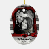 Gepersonaliseerde Kerst Plaid Lumber FOTO Ornament (Voorkant)
