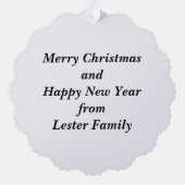 Gepersonaliseerde kerst poinsettia, bessen boeket ornament kaart (Achterkant)