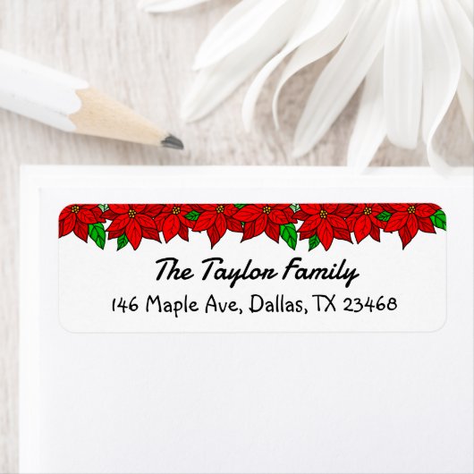 Gepersonaliseerde Kerst Poinsettia's Etiket (Insitu)