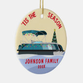 Gepersonaliseerde kerst ponton boot keramisch ornament (Rechts)