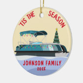 Gepersonaliseerde kerst ponton boot keramisch ornament (Links)