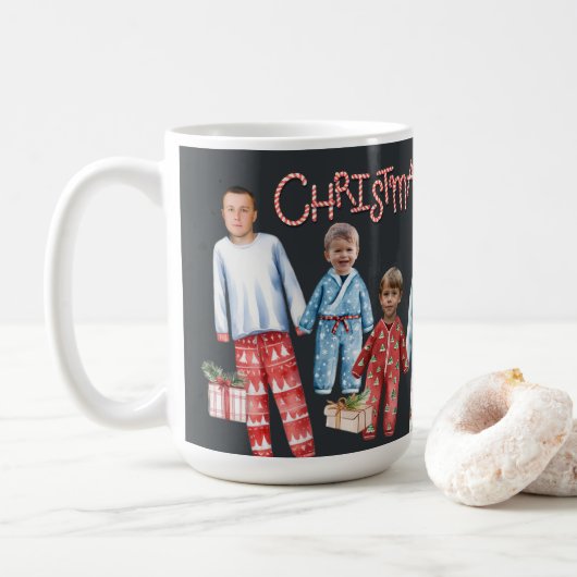 Gepersonaliseerde Kerst Pyjama Foto Mok (Met donut)