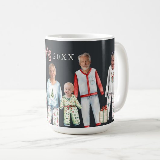 Gepersonaliseerde Kerst Pyjama Foto Mok (Voorkant rechts)