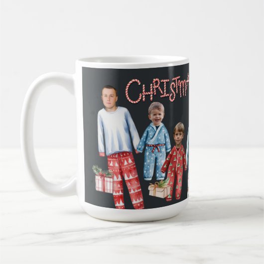 Gepersonaliseerde Kerst Pyjama Foto Mok (Links)