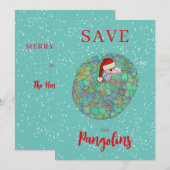 Gepersonaliseerde kerst Red de schubdier Feestdagenkaart (Voorkant / Achterkant)