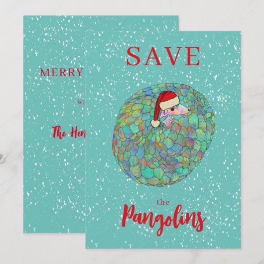 Gepersonaliseerde kerst Red de schubdier Feestdagenkaart (Voorkant / Achterkant)