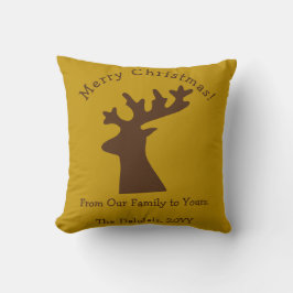 Gepersonaliseerde kerst rendier hoofd brons goud kussen