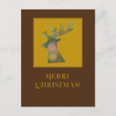 Gepersonaliseerde kerst rendier hoofd diep bruin feestdagenkaart (Voorkant)