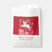 Gepersonaliseerde kerst rendier rode geschenkzakke bedankzakje (Voorkant)