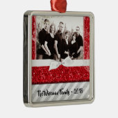 Gepersonaliseerde Kerst Rode Glitter FOTO Ornament (Rechts)