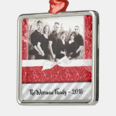 Gepersonaliseerde Kerst Rode Glitter FOTO Ornament (Links)