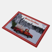 Gepersonaliseerde kerst  rode vrachtwagen deurmat (Schuin)