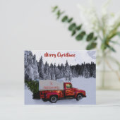 Gepersonaliseerde kerst  rode vrachtwagen feestdagenkaart (Staand voorkant)