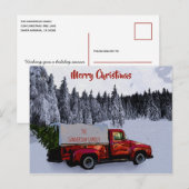 Gepersonaliseerde kerst  rode vrachtwagen feestdagenkaart (Voorkant / Achterkant)