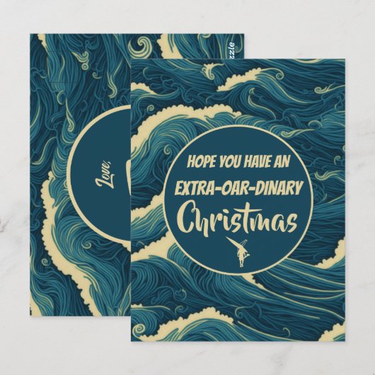 Gepersonaliseerde kerst roeien grappig briefkaart (Voorkant / Achterkant)