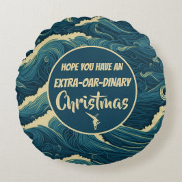 Gepersonaliseerde kerst roeien grappig rond kussen