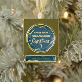 Gepersonaliseerde kerst roeien grappig verguld banner ornament