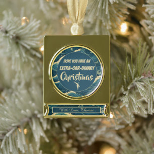 Gepersonaliseerde kerst roeien grappig verguld banner ornament