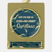 Gepersonaliseerde kerst roeien grappig verguld banner ornament (Voorkant)