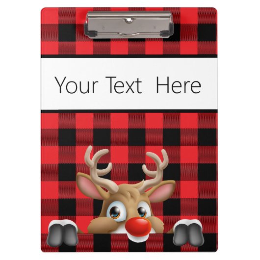 Gepersonaliseerde Kerst Rood en Zwart Buffalo Chec Klembord (Voorkant)