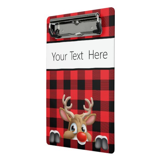 Gepersonaliseerde Kerst Rood en Zwart Buffalo Chec Mini Klembord (Angled2)