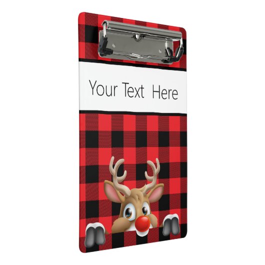 Gepersonaliseerde Kerst Rood en Zwart Buffalo Chec Mini Klembord (Schuin)