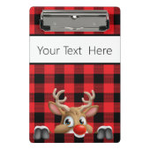 Gepersonaliseerde Kerst Rood en Zwart Buffalo Chec Mini Klembord (Voorkant)