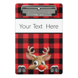 Gepersonaliseerde Kerst Rood en Zwart Buffalo Chec Mini Klembord