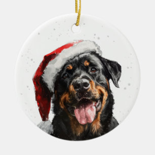 Gepersonaliseerde Kerst Rottweiler Hond Keramisch Ornament