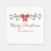 Gepersonaliseerde Kerst Schattigee Coquette Bow Tr Servet (Voorkant)