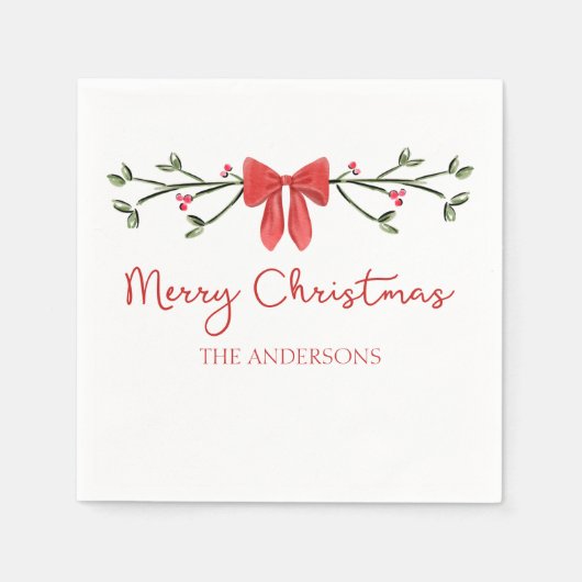 Gepersonaliseerde Kerst Schattigee Coquette Bow Tr Servet (Voorkant)