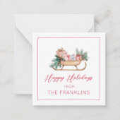 Gepersonaliseerde Kerst Sleigh Gift Enclosure Notitiekaartje (Voorkant)