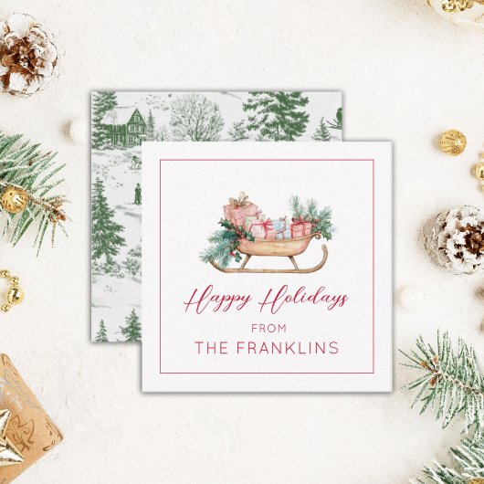 Gepersonaliseerde Kerst Sleigh Gift Enclosure Notitiekaartje