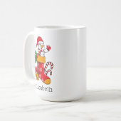 Gepersonaliseerde Kerst Sneeuwman Candy Cane Coffe Koffiemok (Voorkant links)