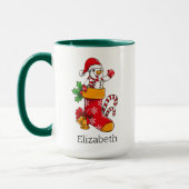Gepersonaliseerde Kerst Sneeuwman Candy Cane Coffe Mok (Links)