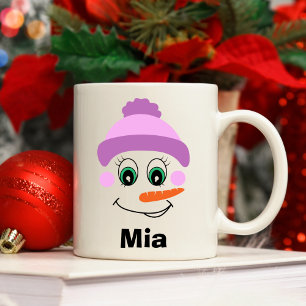 Gepersonaliseerde Kerst Sneeuwman Pet Custom Name Koffiemok