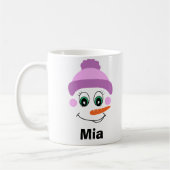 Gepersonaliseerde Kerst Sneeuwman Pet Custom Name Koffiemok (Links)